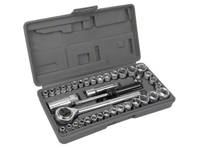 1/4 and 3/8-Inch Drive SAE and Metric Socket Set; 40-Piece Set
