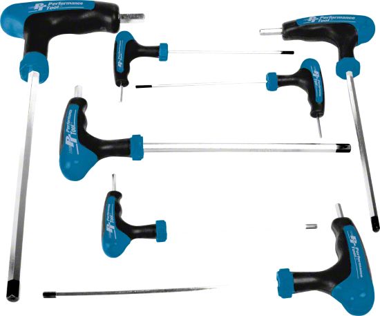 2.50 to 10mm Double Tip Multi-Material T-Handle Hex Key Set; Metric; 7-Piece Set
