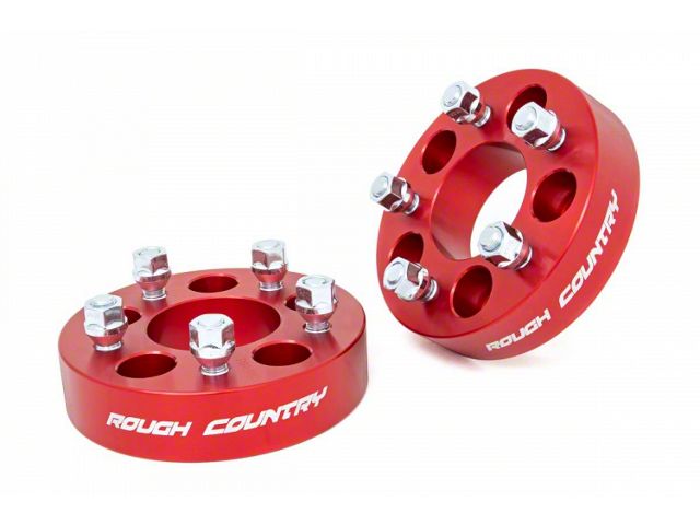 Rough Country 1.50-Inch Wheel Spacers; Anodized Red (84-01 Jeep Cherokee XJ)