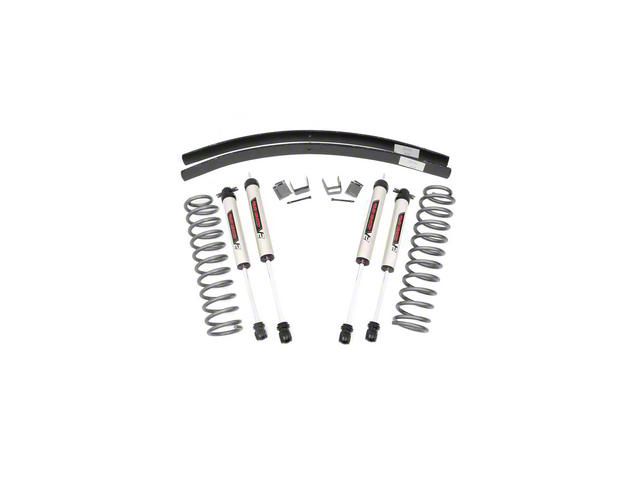 Rough Country 3-Inch Suspension Lift Kit with Add-A-Leafs and V2 Monotube Shocks (84-01 Jeep Cherokee XJ w/o AX5 Transmission)