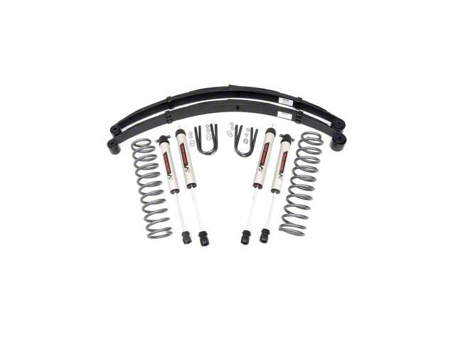 Rough Country 3-Inch Suspension Lift Kit with Leaf Springs and V2 Monotube Shocks (84-01 Jeep Cherokee XJ w/o AX5 Transmission)