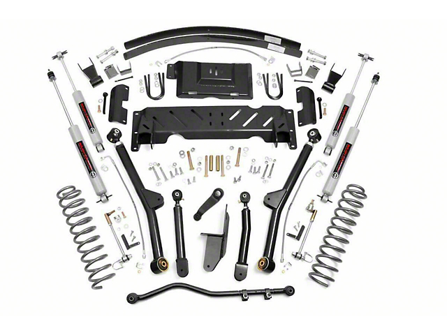 Rough Country 4.50-Inch Long Arm Suspension Lift Kit with Add-A-Leafs and Preminum N3 Shocks (84-01 2.5L, 4.0L Jeep Cherokee w/ NP242 Transfer Case)