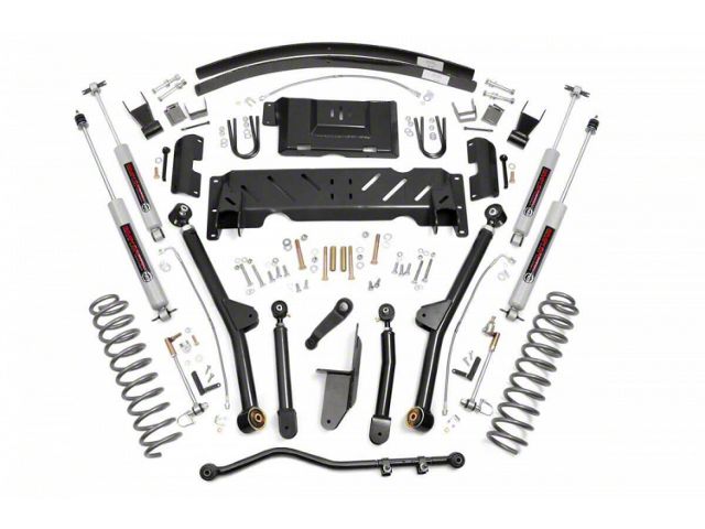 Rough Country 4.50-Inch Long Arm Suspension Lift Kit with Add-A-Leafs and Preminum N3 Shocks (84-01 2.5L, 4.0L Jeep Cherokee w/ NP231 Transfer Case)