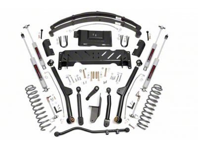 Rough Country 4.50-Inch Long Arm Suspension Lift Kit with Leaf Springs and Preminum N3 Shocks (84-01 2.5L, 4.0L Jeep Cherokee w/ NP231 Transfer Case)