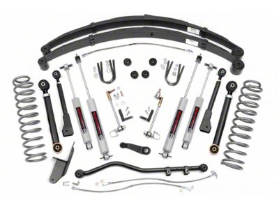 Rough Country 4.50-Inch X-Series Suspension Lift Kit with Leaf Springs and Preminum N3 Shocks (84-01 Jeep Cherokee XJ w/o AX5 Transmission)