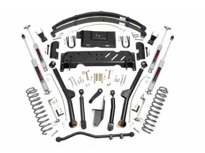 Rough Country 6.50-Inch Long Arm Suspension Lift Kit with Leaf Springs and Preminum N3 Shocks (84-01 4WD 2.5L, 4.0L Jeep Cherokee XJ w/ NP231 Transfer Case & w/o Peugeot Manual Transmission)