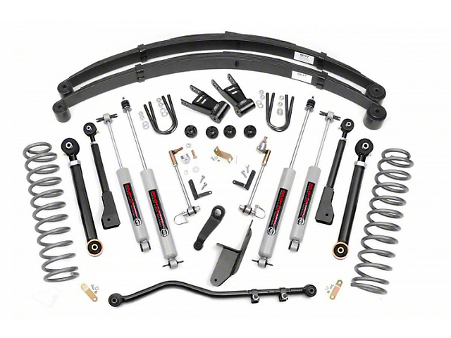 Rough Country 6.50-Inch X-Series Suspension Lift Kit with Leaf Springs and Preminum N3 Shocks (84-01 Jeep Cherokee XJ w/o AX5 Transmission)