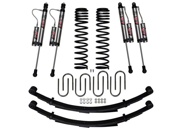 SkyJacker 3-Inch Dual Rate Long Travel Suspension Lift Kit with Leaf Springs and ADX 2.0 Remote Reservoir Shocks (84-01 Jeep Cherokee XJ)