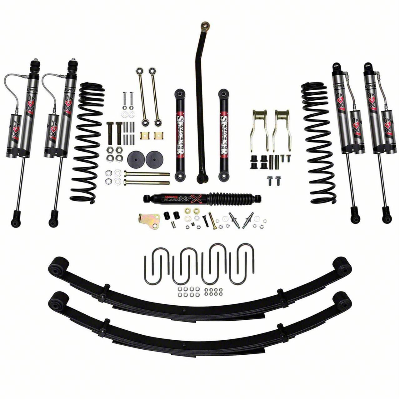 SkyJacker Jeep Cherokee 4.50Inch Dual Rate Long Travel Suspension Lift with Rear Leaf Springs