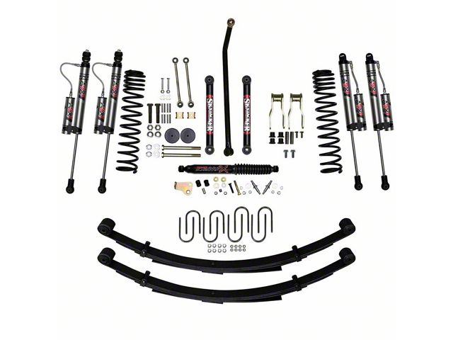 SkyJacker 4.50-Inch Dual Rate Long Travel Suspension Lift with Rear Leaf Springs and ADX 2.0 Remote Reservoir Shocks (84-01 Jeep Cherokee XJ)