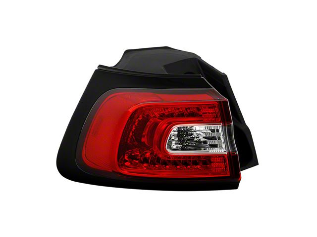 LED Outer Tail Light; Chrome Housing; Red Clear Lens; Driver Side (14-18 Jeep Cherokee KL)