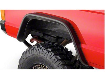 Bushwacker Flat Style Fender Flares; Rear; Textured Black (84-01 Jeep Cherokee XJ)