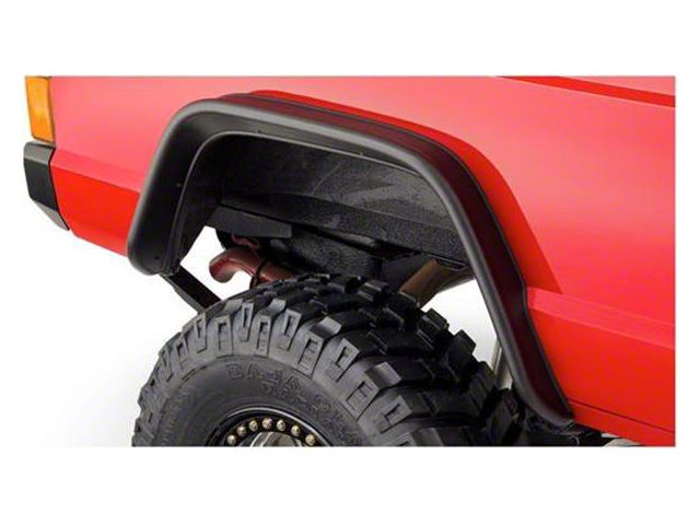 Bushwacker Flat Style Fender Flares; Rear; Textured Black (84-01 Jeep Cherokee XJ)