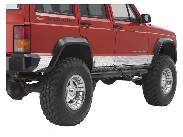 Warrior Products Sideplates; Aluminum Diamond Plate (84-01 Jeep Cherokee XJ 4-Door)