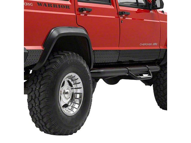 Warrior Products Sideplates; Black Aluminum Diamond Plate (84-01 Jeep Cherokee XJ 2-Door)