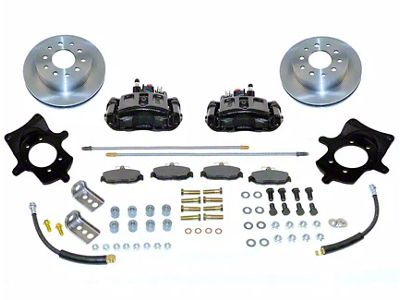 SSBC-USA Rear Disc Brake Conversion Kit with Built-In Parking Brake Assembly and Vented Rotors; Black Calipers (95-01 Jeep Cherokee XJ)