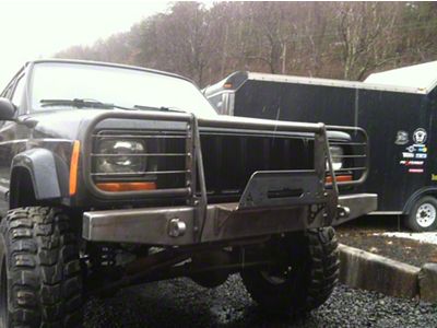 Affordable Offroad Winch Front Bumper with Brush Guard; Bare Metal (84-01 Jeep Cherokee XJ)