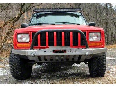 Affordable Offroad Modular Front Winch Bumper with Bullbar; Black (84-01 Jeep Cherokee XJ)