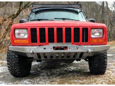 Affordable Offroad Modular Front Winch Bumper; Bare Metal (84-01 Jeep Cherokee XJ)