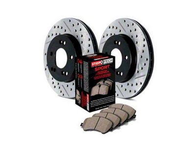 StopTech Sport Axle Slotted and Drilled Brake Rotor and Pad Kit; Front (1999 Jeep Cherokee XJ w/ 3-1/4-Inch Composite Rotors)
