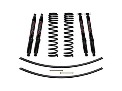 SkyJacker 3-Inch Front Dual Rate Long Travel Coil Suspension Lift Kit with Rear Add-A-Leafs and Black MAX Shocks (84-01 Jeep Cherokee XJ)