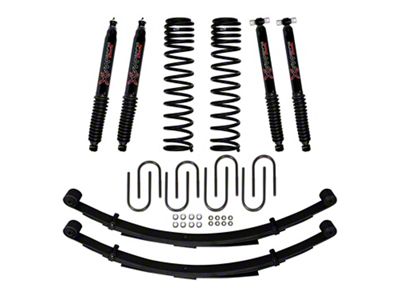 SkyJacker 3-Inch Front Dual Rate Long Travel Coil Suspension Lift Kit with Rear Leaf Springs and Black MAX Shocks (84-01 4WD Jeep Cherokee XJ)