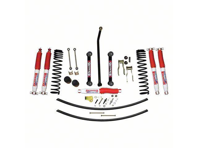 SkyJacker 4.50-Inch Front Dual Rate Long Travel Coil Suspension Lift Kit with Rear Add-A-Leafs and Nitro Shocks (84-01 4WD Jeep Cherokee XJ)
