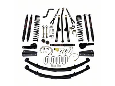 SkyJacker 4.50-Inch Rock Ready 2 Front Dual Rate Long Travel Suspension Lift Kit with Rear Leaf Springs and Black MAX Shocks (84-01 4WD Jeep Cherokee XJ)