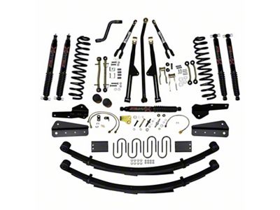 SkyJacker 6-Inch Rock Ready 2 Front Dual Rate Long Travel Suspension Lift Kit with Rear Leaf Springs and Black MAX Shocks (84-01 4WD Jeep Cherokee XJ)