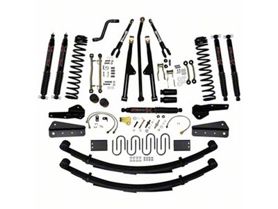 SkyJacker 8-Inch Rock Ready 2 Front Dual Rate Long Travel Suspension Lift Kit with Rear Leaf Springs and Black MAX Shocks (84-01 4WD Jeep Cherokee XJ)