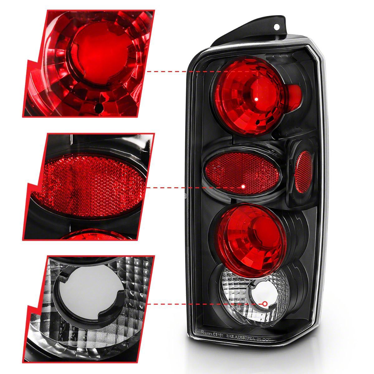 USR 84-96 XJ Tail Lights - Stock Replacement Euro Style Red