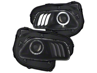 LED Halo Projector Headlights; Black Housing; Clear Lens (14-18 Jeep Cherokee KL)