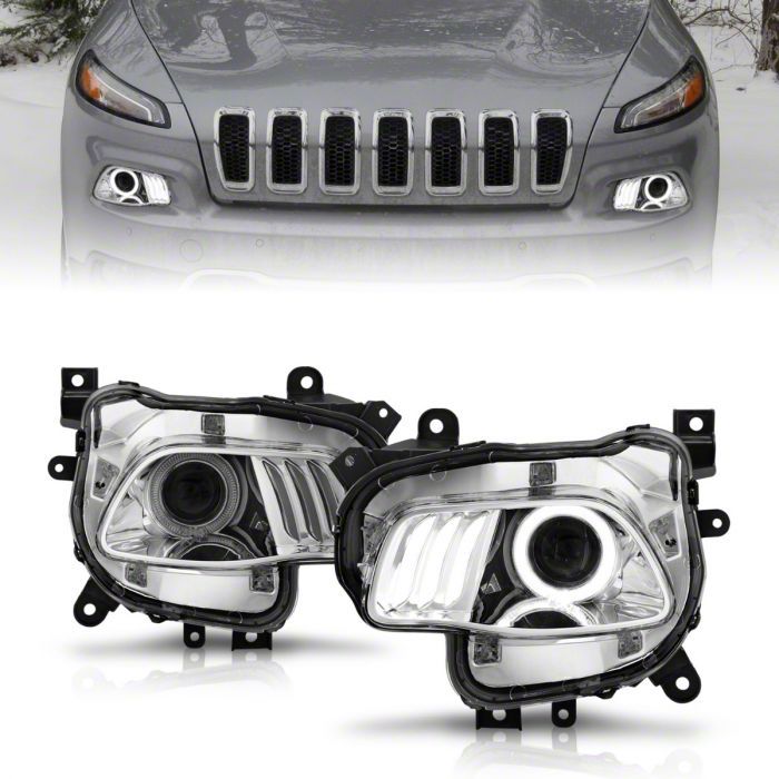 Speed Daddy Black Housing Clear Corner Projector Headlights For Jeep Cherokee 2014-2018