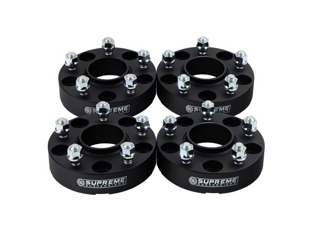 Supreme Suspensions 1.25-Inch PRO Billet 5 x 114.3mm to 5 x 127mm Wheel Adapters; Black; Set of Four (84-01 Jeep Cherokee XJ)