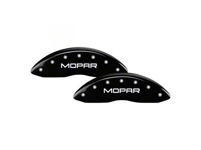 MGP Brake Caliper Covers with MOPAR Logo; Black; Front and Rear (14-23 Jeep Cherokee KL w/ Dual Piston Front Calipers)