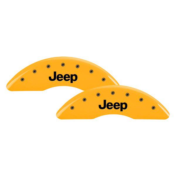 MGP Jeep Cherokee Yellow Caliper Covers with Jeep Grille Logo; Front
