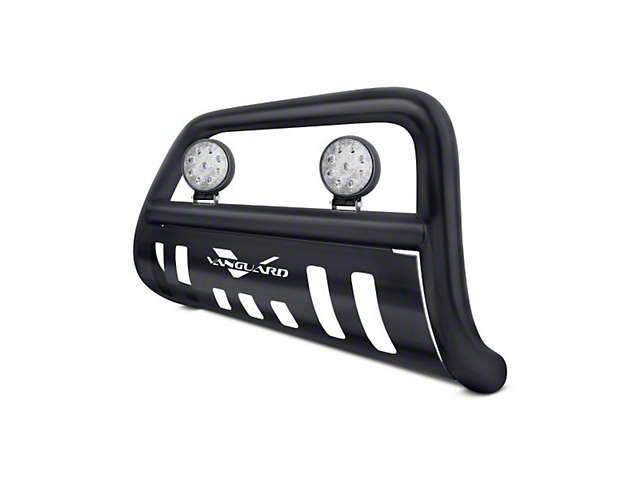 Vanguard Off-Road Bull Bar with 4.50-Inch Round LED Lights; Black (14-23 Jeep Cherokee KL)