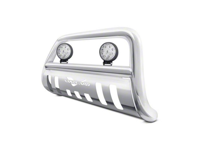 Bull Bar with 4.50-Inch Round LED Lights; Stainless Steel (14-23 Jeep Cherokee KL)