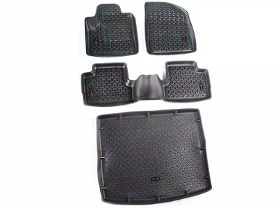 Rugged Ridge All-Terrain Front, Rear and Cargo Floor Liners; Black (14-23 Jeep Cherokee KL)