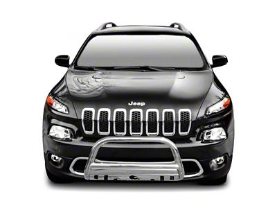 Bull Bar with Stainless Steel Skid Plate; Stainless Steel (14-23 Jeep Cherokee KL, Excluding Trailhawk)