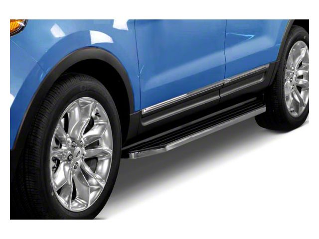 Premium Running Boards; Black with Stainless Steel Trim (14-23 Jeep Cherokee KL, Excluding Latitude & Trailhawk)