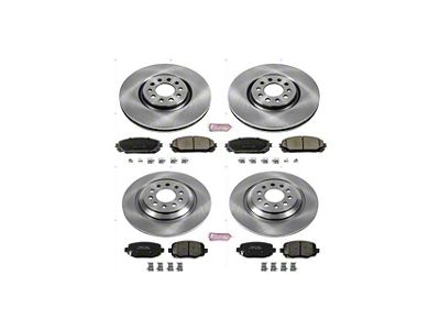 PowerStop OE Replacement Brake Rotor and Pad Kit; Front and Rear (14-16 Jeep Cherokee KL w/ Dual Piston Front Calipers)