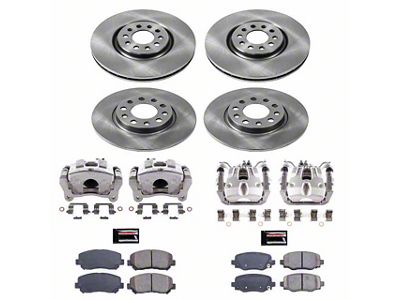 PowerStop OE Replacement Brake Rotor, Pad and Caliper Kit; Front and Rear (14-23 Jeep Cherokee KL w/ Single Piston Front Calipers)