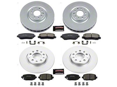 PowerStop Z17 Evolution Plus Brake Rotor and Pad Kit; Front and Rear (14-23 Jeep Cherokee KL w/ Single Piston Front Calipers)