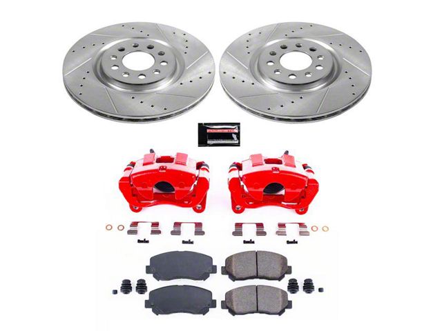 PowerStop Z23 Evolution Brake Rotor, Pad and Caliper Kit; Front (14-23 Jeep Cherokee KL w/ Single Piston Front Calipers)