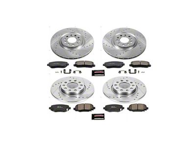 PowerStop Z23 Evolution Sport Brake Rotor and Pad Kit; Front and Rear (14-23 Jeep Cherokee KL w/ Single Piston Front Calipers)