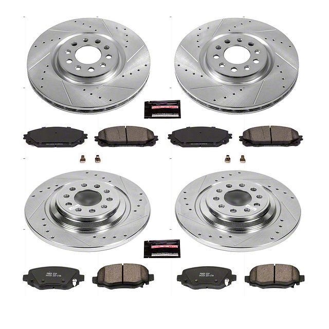 PowerStop Z23 Evolution Sport Brake Rotor and Pad Kit; Front and Rear (17-23 Jeep Cherokee KL w/ Dual Piston Front Calipers)
