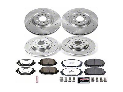 PowerStop Z36 Extreme Truck and Tow Brake Rotor and Pad Kit; Front and Rear (17-23 Jeep Cherokee KL w/ Dual Piston Front Calipers)