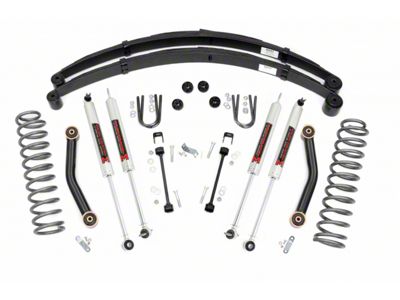 Rough Country 4.50-Inch Suspension Lift Kit with Leaf Springs and M1 Monotube Shocks (84-01 Jeep Cherokee XJ w/o AX5 Transmission)