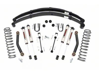 Rough Country 4.50-Inch Suspension Lift Kit with Leaf Springs and V2 Monotube Shocks (84-01 Jeep Cherokee XJ w/o AX5 Transmission)